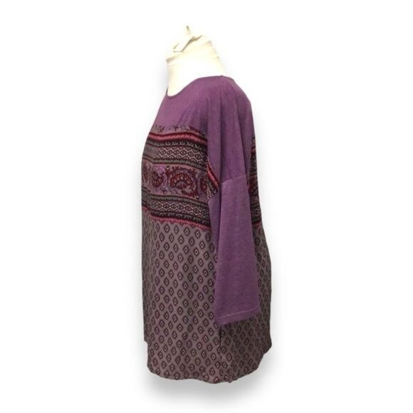 Weekend Suzanne Betro Women’s 3/4 Sleeve Floral Tunic, Purple, size XL - Picture 3 of 6